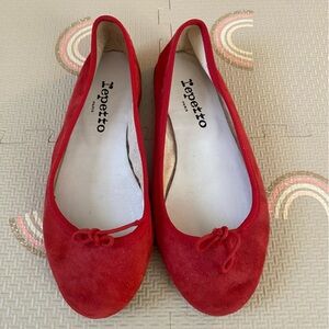Red Repetto Cendrillon Suede Ballet Flats